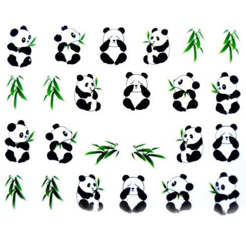 Water Decals Panda Noir et Blanc et Bambou